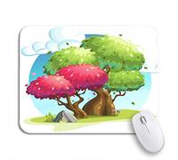 Tappetino per Mouse Gray Game Colorful Trees Under The Clouds Green Basket Tappetino Mouse Piccolo Base Antiscivolo in Gomma Confortevole Tappetino Mouse Pad, per Gioco, Scrivania, 25 x 30cm