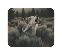 Tappetino per Mouse Gray Wolf Howling Near Juniper Trees in Idaho Tappetino per Il Mouse Antiscivolo Personalizzato Portatile Mousepad Forma Rettangolare, per Laptop, Computer, Gaming, 25x30cm