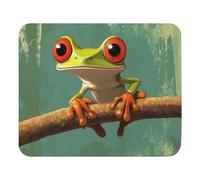 Tappetino per Mouse Green Cartoon Frog On The Branch Desk Mat Una Presa Stabile su Superfici Lisce Mouse Mat Confortevole Tappetino per Mouse da Gioco per Ufficio Pc Computer Portatile 25X30Cm