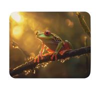 Tappetino per Mouse Green Frog On The Branch Tappetino Scrivania con Base in Gomma Antiscivolo Mouse Pad Waterproof Tappetino per Tastiera per Pc Ufficio Mac 25X30Cm