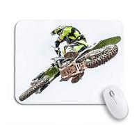Tappetino per Mouse Green Motorcross Motocross Jump Colorful Bike Stunt Motorcycle Sottomano Confortevole Lavabile Tappetini Mouse, per Scrivania, Laptop, 25 x 30cm