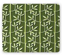 Tappetino per Mouse Green Organic Ecology Plant Bamboo with Leaves Pattern Nature Inspired Tappetino Mouse Piccolo Lavabile Facile da Pulire Sottomano, per Laptop, Scrivania, Computer, 25x30cm
