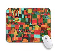 Tappetino per Mouse Green Painting Town Funny Red Abstract Fairytale Architecture Pattern Sottomano Antipolvere Personalizzato Mousepad Forma Rettangolare, per Gaming Mouse, Computer, 25 x 30cm