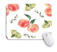 Tappetino per Mouse Green Peach Peaches Watercolor Fruit Summer Botanical Branch Composition Tappetino Mouse Piccolo Lavabile Tappetino per Il Mouse Antiscivolo, per Computer, 25 x 30cm