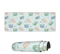 Tappetino per Mouse Green S-Loth Cute Childish Animals Tappetino Mouse Gaming Antipolvere Mousepad Forma Rettangolare, per Ufficio, Scrivania, Computer, 80x30cm