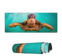 Tappetino Per Mouse Green Sea Turtle Face Tappetino Mouse Gaming Base Antiscivolo In Gomma Mousepad Forma Rettangolare, Per Casa, Ufficio, Scrivania, 80x30cm