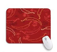 Tappetino per Mouse Green Spicy Red Chili Peppers Pattern Yellow Mexican Jalapeno Mousepad Forma Rettangolare Lavabile Tappetino Mouse Piccolo, per Scrivania, Gioco, 25 x 30cm
