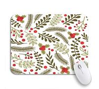 Tappetino per Mouse Green Spruce Branches Leaves And Berries Winter Pattern Christmas Tappetino Mouse Piccolo Antipolvere Tappetino Mouse Gaming, per Computer, Scrivania, 25 x 30cm