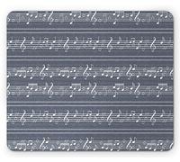 Tappetino per Mouse Grey Classical Music Clay with Notes in Rhythm Jazz Song Melody Treble Clef Image Print Tappetino Mouse Mousepad Forma Rettangolare, per Computer, Laptop, 25x30cm