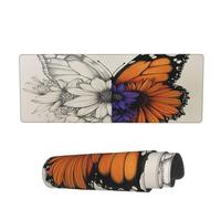 Tappetino per Mouse Half Butterfly And Flower Tappetini Mouse Portatile Sottomano, per Computer, Casa, Gaming Mouse, 80x30cm