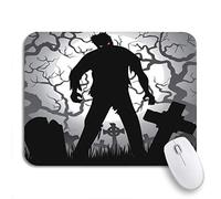 Tappetino per Mouse Halloween Zombie Tree Tombstones And The Moon Cemetery Tappetino Mouse Gaming Lavabile Tappetino per Il Mouse Antiscivolo, per Laptop, Computer, 25 x 30cm