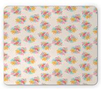 Tappetino per Mouse Hawaiian Pastel Tropical Theme Flamingos And Flowers Motifs Exotic Elements Tappetino Mouse Confortevole Lavabile Mousepad Forma Rettangolare, per Ufficio, Scrivania, 25x30cm