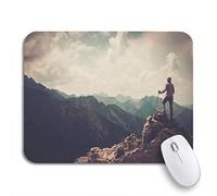 Tappetino per Mouse Hike Woman Hiker On Top of Mountain Climb Man Tappetino Mouse Gaming Impermeabile Confortevole Tappetino Mouse Piccolo, per Computer, Laptop, 25 x 30cm