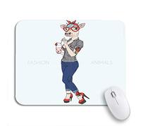 Tappetino per Mouse Hipster Cow Girl Dressed Up in Rockabilly Furry Animals Tappetino Mouse Facile da Pulire Confortevole Tappetino per Il Mouse Antiscivolo, per Computer, 25 x 30cm