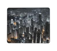 Tappetino per mouse Hong Kong con vista aerea notturna 20,1 x 24,1 cm, tappetino per mouse personalizzabile, tappetino per mouse da gioco, impermeabile, lavabile in tessuto Lycra, base in gomma