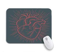 Tappetino per Mouse Human Heart On Red Drawn Hand Veins Body Drawing Tappetino Mouse Pad Facile da Pulire Tappetino per Il Mouse Antiscivolo, per Scrivania, Gaming Mouse, 25 x 30cm