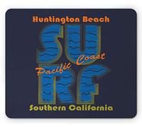 Tappetino per Mouse Huntington Beach Pacific Coast Southern California Surf Typography Summer Retro Style Tappetini Mouse Mousepad Forma Rettangolare, per Laptop, Scrivania, Computer, 25x30cm