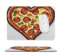 Tappetino per mouse "I Love Pizza" con bordo cucito a forma di cuore | Tappetino per mouse portatile con base in gomma antiscivolo, con scritta "I Love Pizza Heart", per casa, ufficio, scrivania