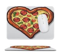 Tappetino per mouse, I Love Pizza, stampa a forma di cuore con bordo lucchetto, simpatico e divertente, per giochi su laptop, accessori per la casa e l'ufficio, tappetino da scrivania