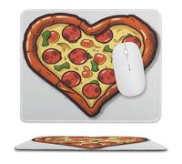 Tappetino per mouse, I Love Pizza, stampa a forma di cuore con bordo lucchetto, simpatico e divertente, per giochi su laptop, accessori per la casa e l'ufficio, tappetino da scrivania