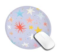 Tappetino per mouse in gomma antiscivolo con stella colorata, forma rotonda, superficie comoda, per ufficio, gioco e studio, 4 pezzi