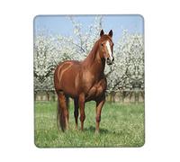 Tappetino per mouse in gomma con bordo bloccato (tipo verticale) con cavallo in fiore alberi in fiore, tappetino per mouse per computer di casa