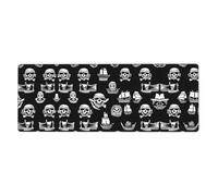 Tappetino per mouse in gomma con stampa pirati in bianco e nero, design ispessito, 80 x 30 cm, adatto per ufficio, uso di gioco