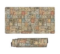 Tappetino per mouse in gomma extra large con motivo a puzzle vintage, per ufficio, giochi e casa, 15,8 x 29,5 pollici
