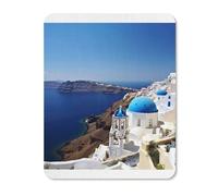 Tappetino per mouse in gomma, impermeabile, motivo: isola di Santorini con vista sul mare, antiscivolo, tappetino di protezione per scrivania, per giochi, ufficio e uso domestico