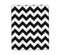 Tappetino per mouse in gomma morbida con bordo di bloccaggio, motivo a zigzag, classico, nero e bianco, multi-dimensione, design verticale, 7 x 8,6 pollici