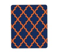 Tappetino per mouse in gomma morbida con bordo di bloccaggio, motivo marocchino, arancione, blu navy, multi-dimensione, design verticale, 7,9 x 9,5 pollici