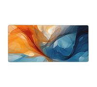 Tappetino per mouse in marmo blu arancione con bordi cuciti, antiscivolo, grande tappetino da scrivania per PC, laptop, ufficio, casa, gamer, tastiera 900 x 400 x 3 mm