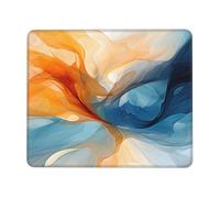 Tappetino per mouse in marmo blu arancione con bordi cuciti, base in gomma antiscivolo, per PC portatile, 22 x 18 cm