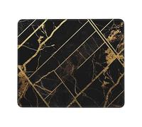 Tappetino per mouse in marmo nero e oro, 25,4 x 30,5 cm, tappetino per mouse impermeabile, tappetino per mouse da gioco in tessuto Lycra lavabile, base in gomma antiscivolo, tappetino per mouse per