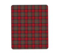 Tappetino per mouse in morbido tessuto scozzese scozzese rosso verde Royal Stewart con bordo di bloccaggio in gomma multi-formato, design verticale, 7,9 x 9,5 pollici