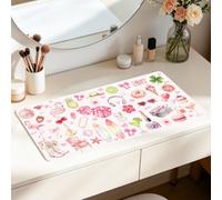 Tappetino per mouse in pelle con elementi retrò per trucco Vanity, 61 x 30 | Doppio cuoio, impermeabile, oleoso, tappetino per il trucco del computer portatile