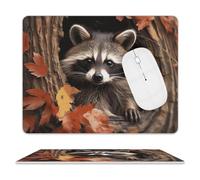 Tappetino per mouse in pelle con foro per albero in autunno, 20 x 25 cm. Tappetino per mouse rettangolare per superficie impermeabile testurizzata di alta qualità. Tappetino per mouse stampato per