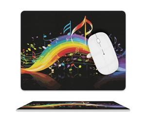 Tappetino per mouse in pelle con melodia di nota musicale arcobaleno, 20 x 25 cm. Tappetino per mouse rettangolare per superficie impermeabile testurizzata di alta qualità. Tappetino per mouse