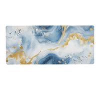 Tappetino per mouse indossabile blu e oro bianco marmo per giocare per scrivere grande tappetino per mouse indossabile da gioco 80 x 30 cm