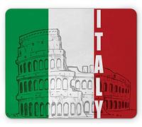 Tappetino per Mouse Italian Flag Roma Landmark Colosseum Heritage Cityscape Civilization Image Tappetino per Il Mouse Antiscivolo Mousepad Forma Rettangolare, per Ufficio, Laptop, 25x30cm