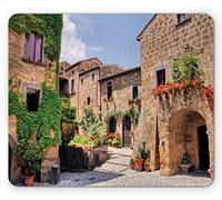Tappetino per Mouse Italian Streets in Countryside Traditional Brick Houses Old Tuscan Prints Tappetino Mouse Gaming Antipolvere Sottomano, per Computer, Scrivania, Ufficio, 25x30cm