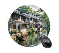 Tappetino per mouse Jiangnan Water Towns, rotondo, antiscivolo, impermeabile, con base in gomma, carino, per lavoro, ufficio, casa, gioco, laptop, uomini e donne, piccole dimensioni, 7,8 x 7,8 pollici
