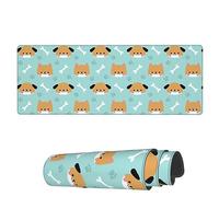 Tappetino Per Mouse Kawaii Dogs With Bone Paw Tappetini Mouse Base Antiscivolo In Gomma Mousepad Forma Rettangolare, Per Ufficio, Computer, Laptop, 80x30cm