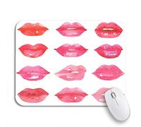 Tappetino Per Mouse Kiss Red And Pink Lips On Watercolor Makeup Abstract Tappetino Per Il Mouse Antiscivolo Portatile Impermeabile Sottomano, Per Scrivania, Laptop, 25 x 30cm