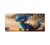 Tappetino per mouse lavabile Baby Dragon on The Beach 40x90 cm con base in gomma antiscivolo e bordo cucito per casa ufficio gioco lavoro