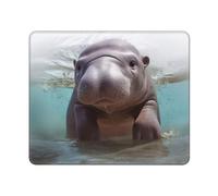 Tappetino per mouse lavabile per computer con base in gomma antiscivolo, cucciolo di ippopotamo, tappetino per mouse per laptop, accessori da scrivania, tappetino per mouse da gioco, per ufficio