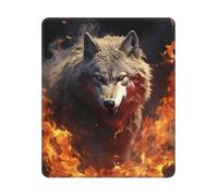 Tappetino per mouse lavabile per computer con base in gomma antiscivolo, motivo: lupo che brucia nel fuoco, tappetino per mouse per laptop, accessori da scrivania, tappetino per mouse da gioco, per