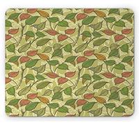 Tappetino per Mouse Leaves Rhythmic Fall Season Foliage Silhouette in Green Tones Illustration Print Tappetino Mouse Gaming Confortevole Mousepad Forma Rettangolare, per Scrivania, 25x30cm
