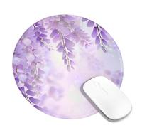 Tappetino per mouse lilla per laptop, motivo romantico, sognante, con begonia piangente, floreale, graziosi petali, piante, femminile, viola, rosa, in poliestere, gomma, decorativo, antiscivolo, per s