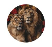 Tappetino Per Mouse Lion And Red Roses Love Wildlife African Mousepad
